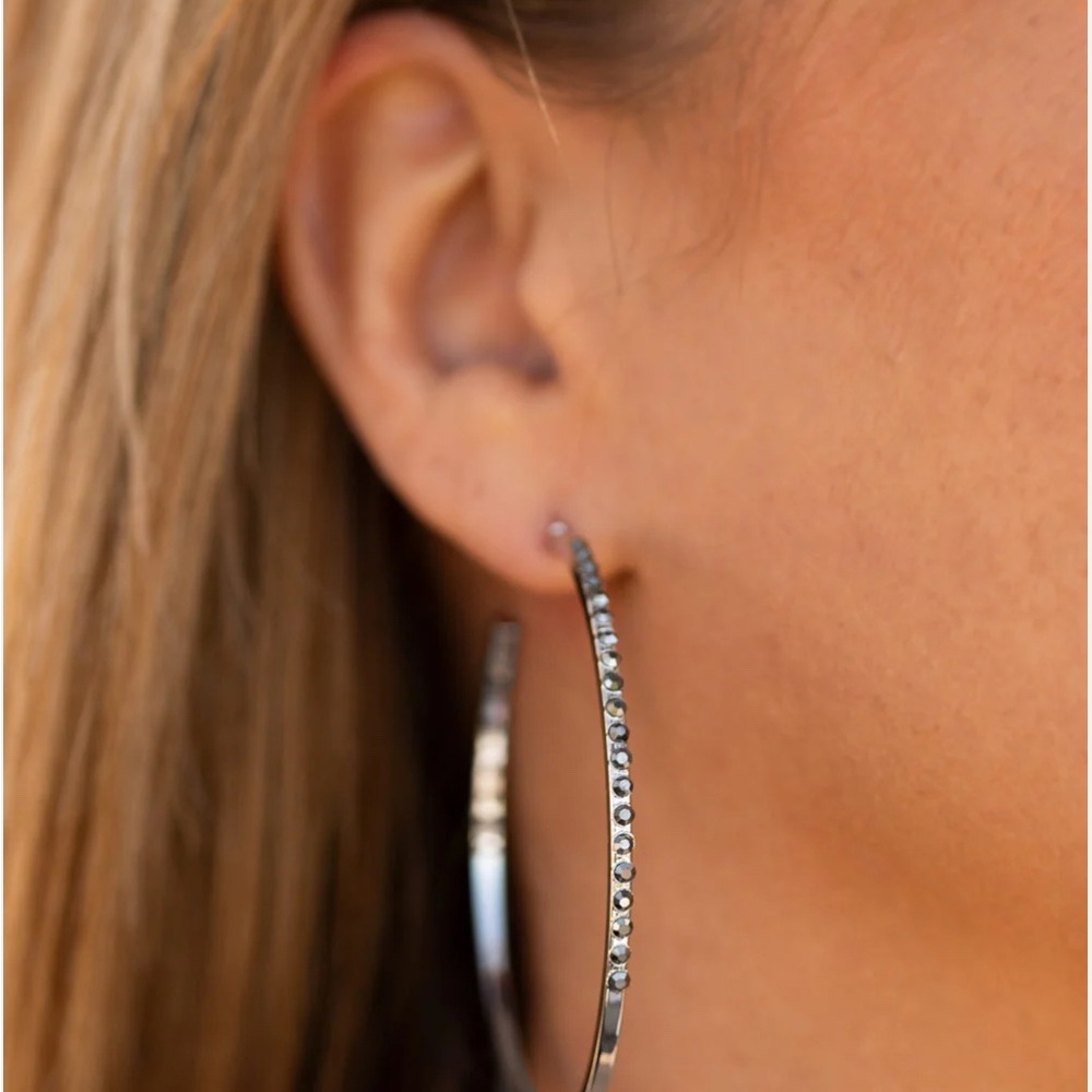 Paparazzi Silver Crystal Hoop Earrings